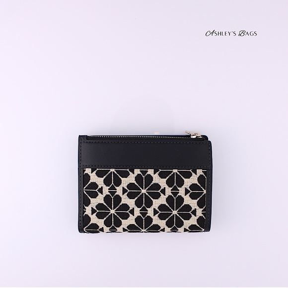 Kate Spade x Disney Minnie Mickey Spade Flower Jacquard Compact Bifold Wallet - Picture 3 of 5